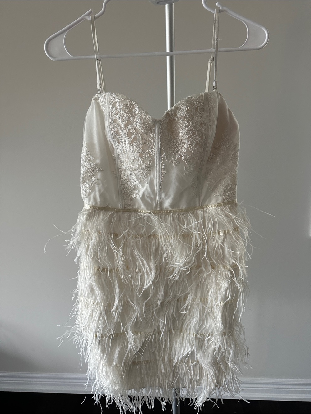 Ark & Co Ivory Lace Feather Mini Dress